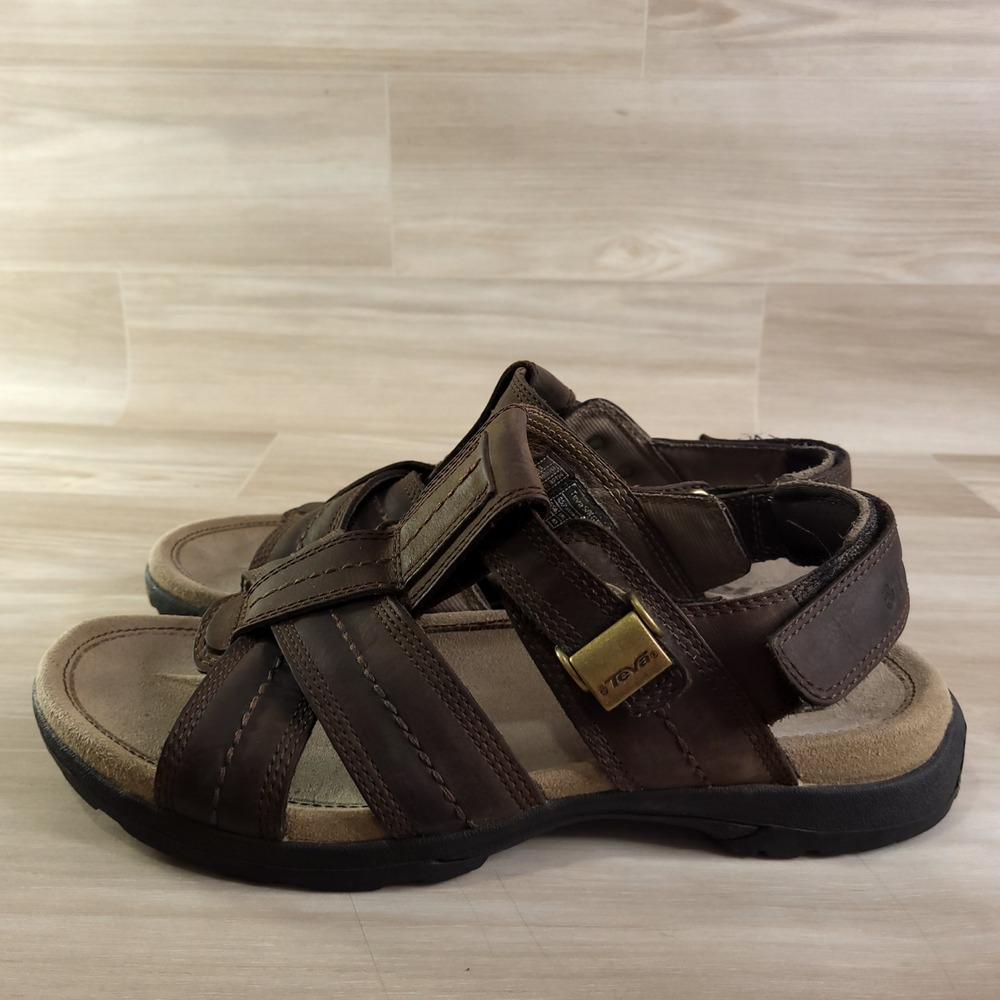 Teva Men's Dark Brown Leather Strappy Sandals